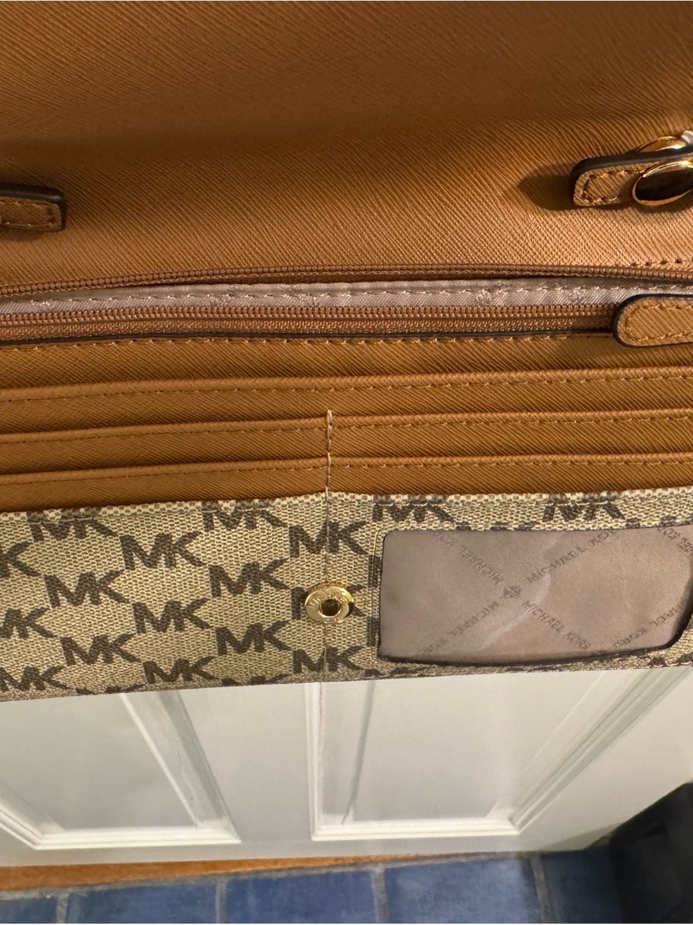 Michael Kors Brown Beige MK Signature Crossbody Bag - Picture 3 of 5